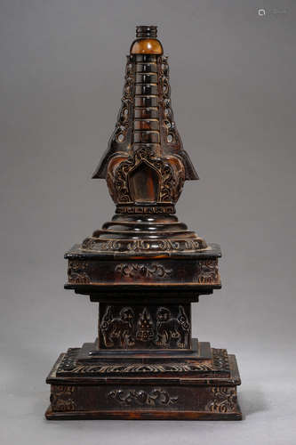 QING DYNASTY, HORN CARVED TOWER