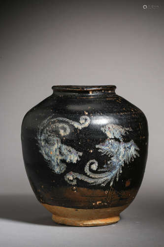 SONG DYNASTY, JIZHOU KILN PORCELAIN BLACK GLAZED JAR