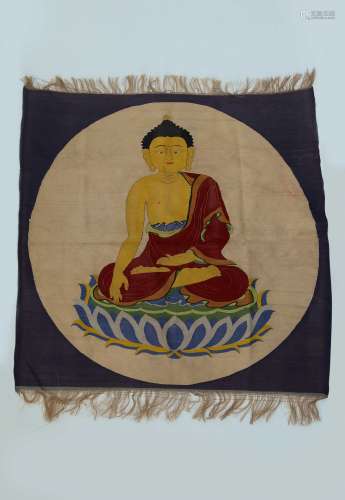 QING DYNASTY, KESI HANGING SCREEN, DECIPTS A SITTING BUDDHA