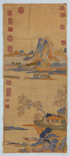 QING DYNASTY, KESI EMBROIDERED PIECES DEPICTS LANDSCAPE