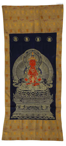 GOLDEN SILK EMBROIDERED THANGKA IN QING DYNASTY, CHINA