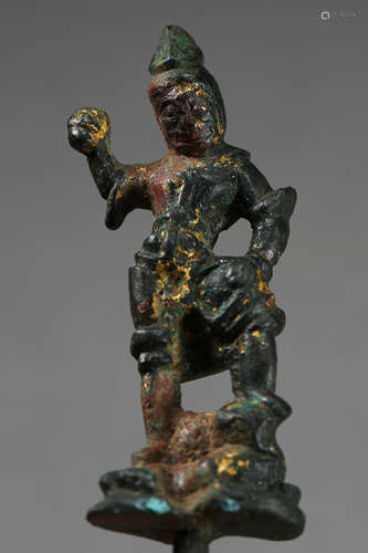 TANG DYNASTY GILT BRONZE WARRIOR