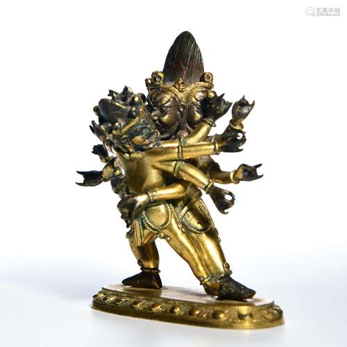 A Gild Copper Court Vajra Statue