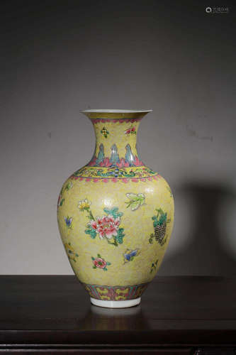 Chinese Famille Rose Porcelain Vase, Marked