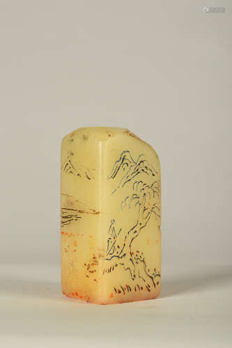 Chinese Soapstone Seal Carved By Zhangshiyuan