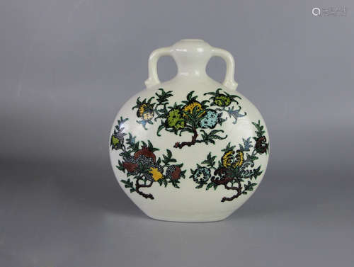 CHINESE Famille Verte Moon Flask Porcelain Vase