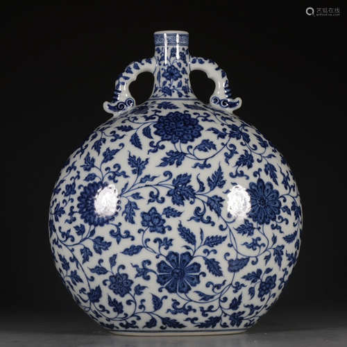 Chinese Blue White Foliage Meiping Porcelain Vase