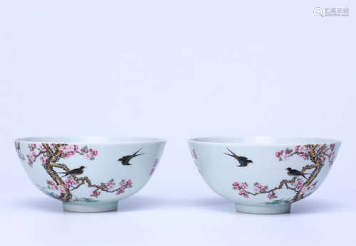 Chinese Famille Rose Porcelain Bowl, Pair