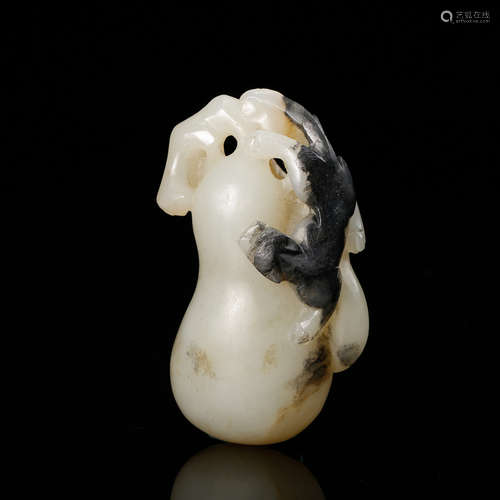 Chinese Grey White Jade Pendant