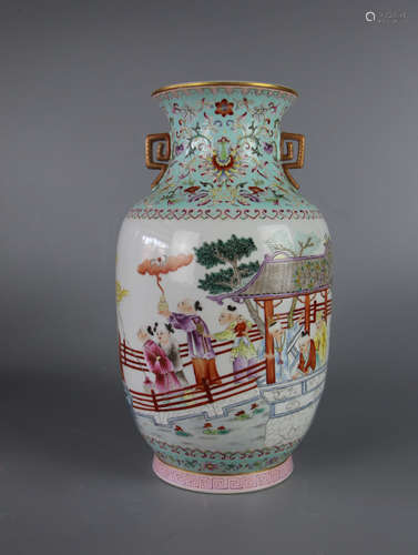 CHINESE Famille Rose Porcelain Vase With Mark