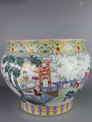 CHINESE Famille Rose Figurines Porcelain Jar