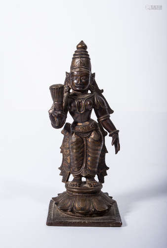 HINDU BRONZE FIGURE OF LALITASANA LAKSHMI