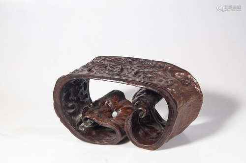 Chinese Natural Burl Wood Ruyi Shape Stand