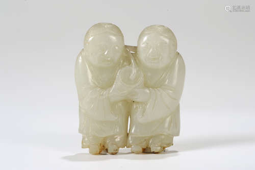 CHINESE WHITE JADE CARVED BOYS