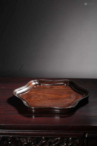 Chinese Rosewood Carved Fruit Tray