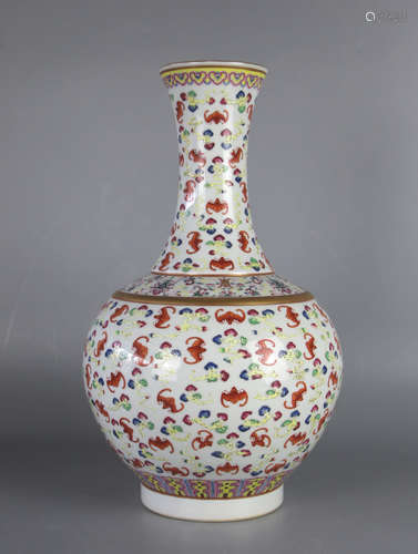 CHINESE Famille Rose Porcelain Vase With Mark