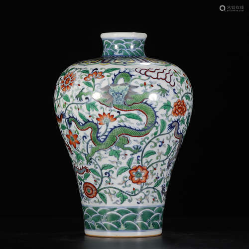 Chinese Doucai Dragon Meiping Porcelain Vase