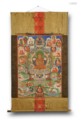 TIBETAN THANGKA OF TSONGKHAPA, QING DYNASTY