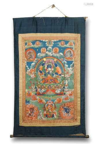 TIBETAN THANGKA OF NANDIKESVARA, QING DYNASTY