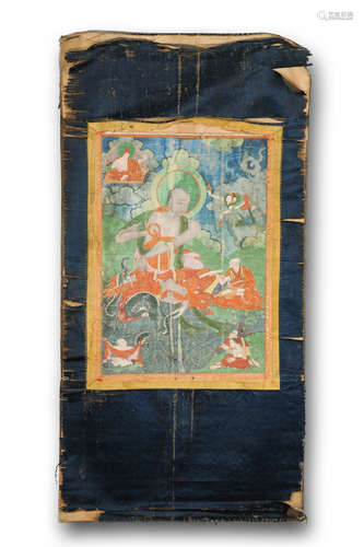 TIBETAN THANGKA OF LOHAN, QING DYNASTY