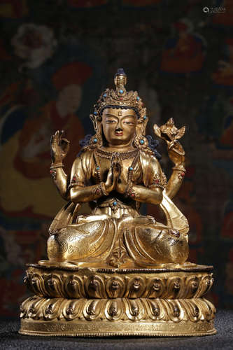 Chinese Gilt Bronze Figure Of Buddha