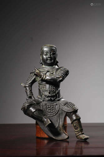 Chinese Bronze Figure Of Emperor Zhengwu, 19th C.