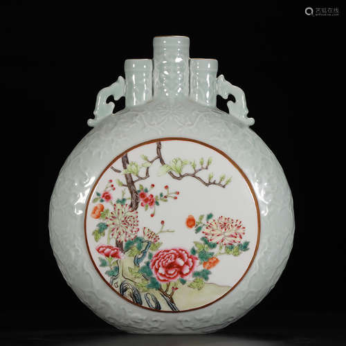 Chinese Pale Celadon Glazed Famille Rose Porcelain