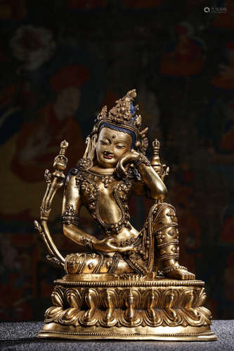 Chinese Gilt Bronze Seated Guanyin, 19th C.