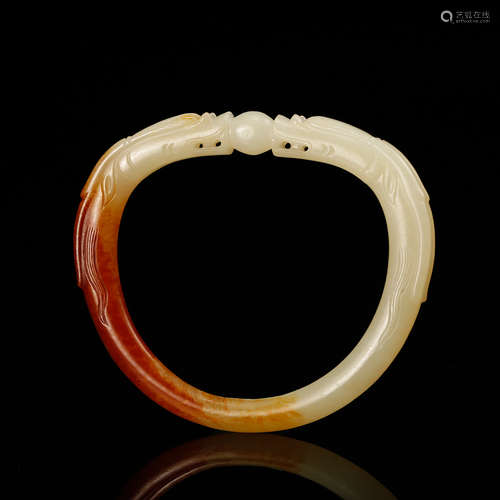 Chinese White Jade Dragon Bangle