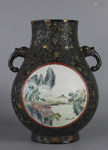 CHINESE Famille Rose Porcelain Vase With Mark