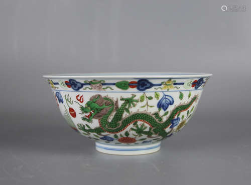 CHINESE Doucai Dragon Porcelain Bowl