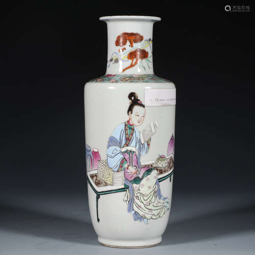 Chinese Famille Rose Porcelain Vase, Marked