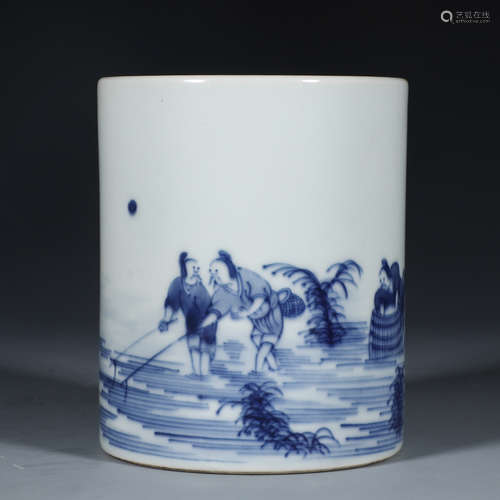 Chinese Blue White Porcelain Brush Pot