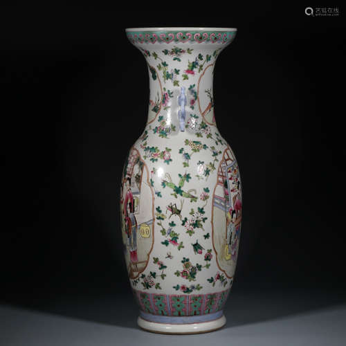 Chinese Famille Rose Porcelain Vase, Marked