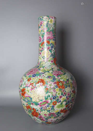 CHINESE Famille Rose Millifloral Porcelain Bottle