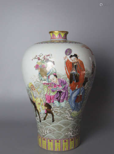 CHINESE Famille Rose 8 Immortal Meiping Vase