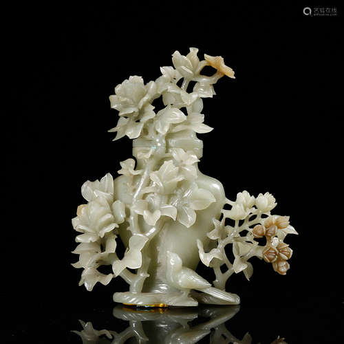 Chinese Celadon Jade Flower Vase