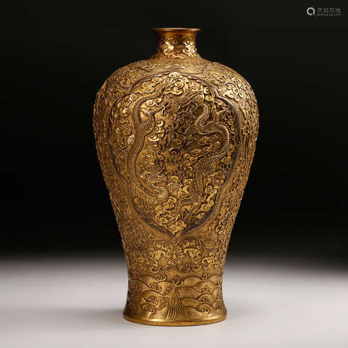 Chinese Gilt Bronze Meiping Vase