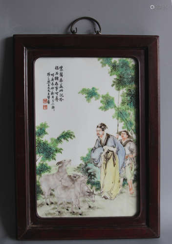 CHINESE Qianjiang Porcelain Wall Plaque, Wang Dafa