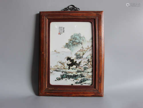 CHINESE Qianjiang Porcelain Wall Plaque, Wang Yeti