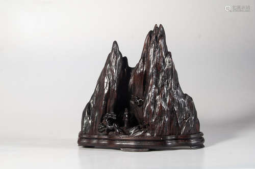 Chinese Agarwood Carved Landscape Boulder