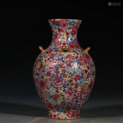 Chinese Famille Rose Millifloral Porcelain Vase, M