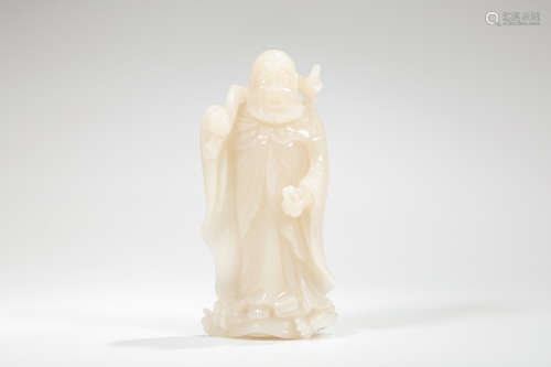 Chinese White Jade Carved Damo