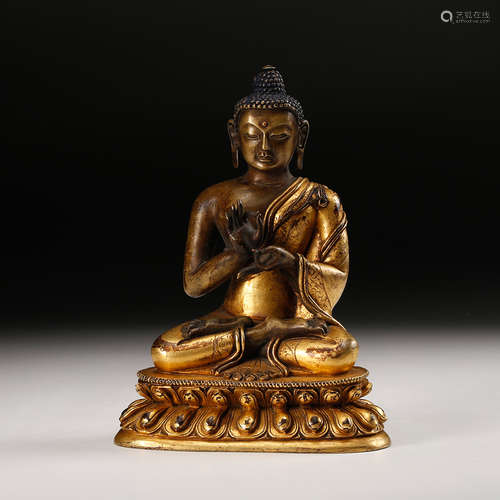 Chinese Gilt Bronze Seated Shakyamuni