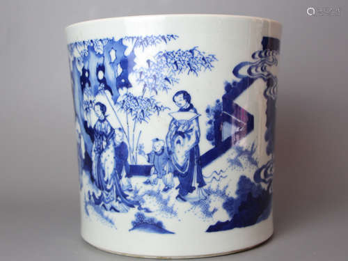 CHINESE Blue White Porcelain Brush Pot