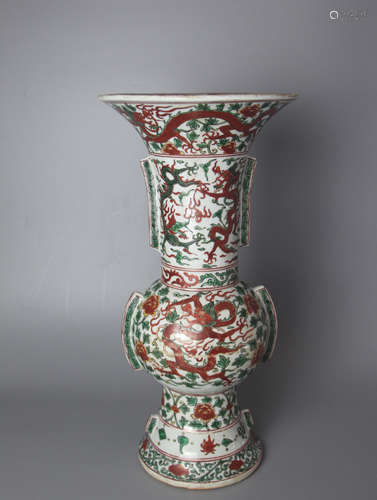 CHINESE Wucai Porcelain Gu Vase