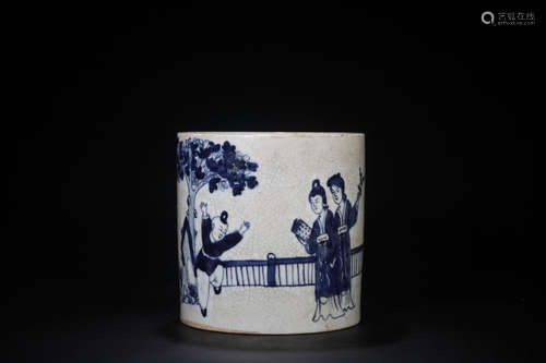 Chinese Blue White Porcelain Brush Pot