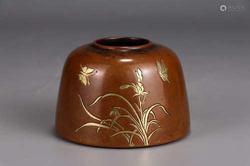 Chinese Bronze Water Coupe With Partial Gilt