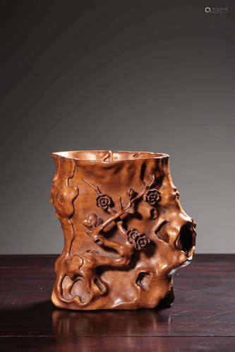 Chinese Huangyang Wood Brush Pot