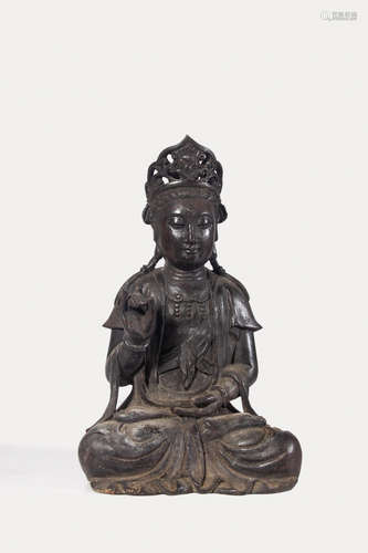 Chinese Bamboo Carved Seated Guanyin